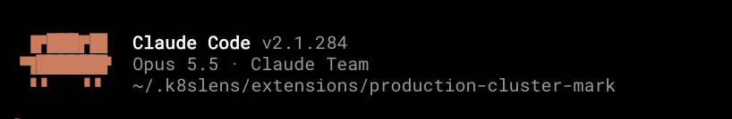 The AI tool header in the Edit tab, with its working folder set to the extension folder ~/.k8slens/extensions/production-cluster-mark