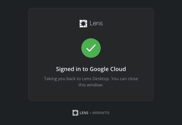Signed in to Google Cloud