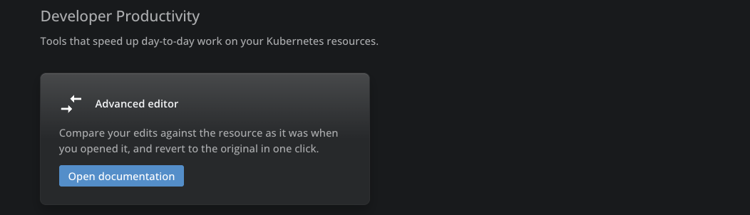 The Developer Productivity section of the Premium Features page with the Advanced editor card